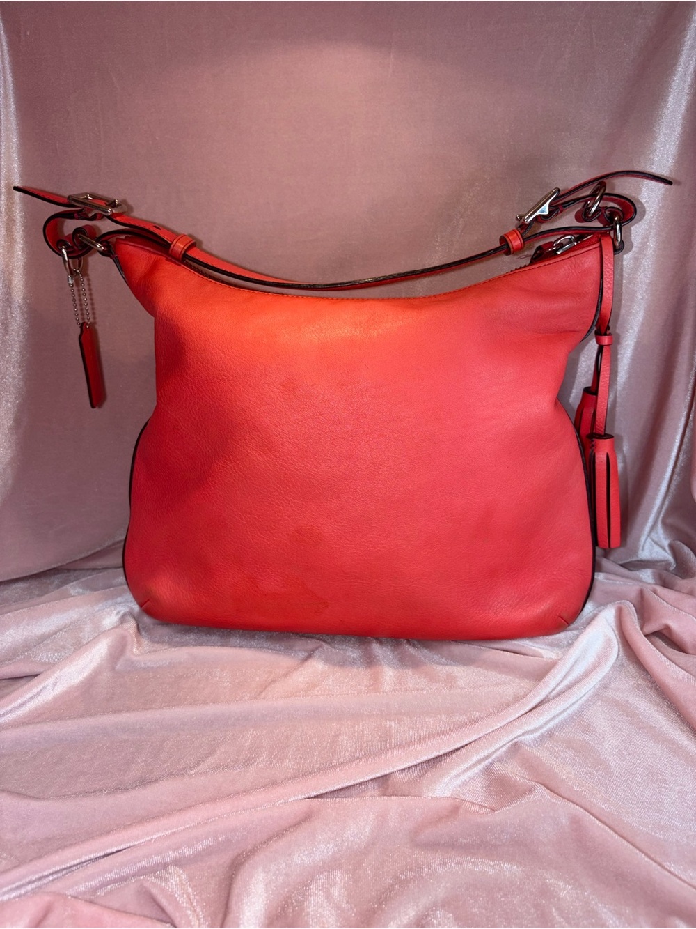 Authentic 2012 Coach Legacy Courtenay Hobo Bag Bright Coral NoK1293-22381 - Picture 6 of 12
